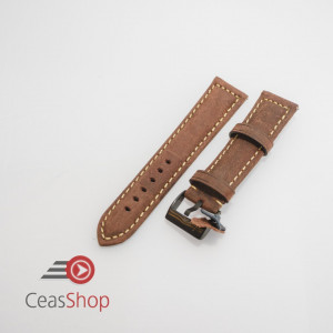 Curea piele maro inchis catarama neagra vintage QR 24mm - 3970224