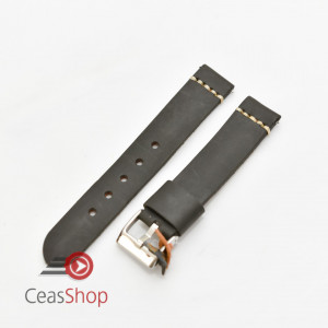 Curea piele neagra vintage cusatura alba QR 22mm - 3920122