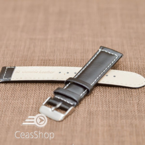 Curea piele neteda captusita neagra 20mm cusatura alba - 36220