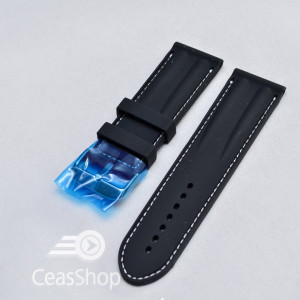 Curea silicon neagra cu cusaturi albe 26mm - 38250