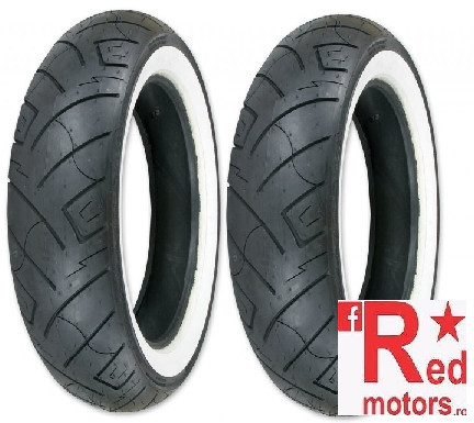 Set anvelope/ cauciucuri moto Shinko F777 130/90B16 73H TL Front + 140/85B16 77H TL Rear WW (talon alb)