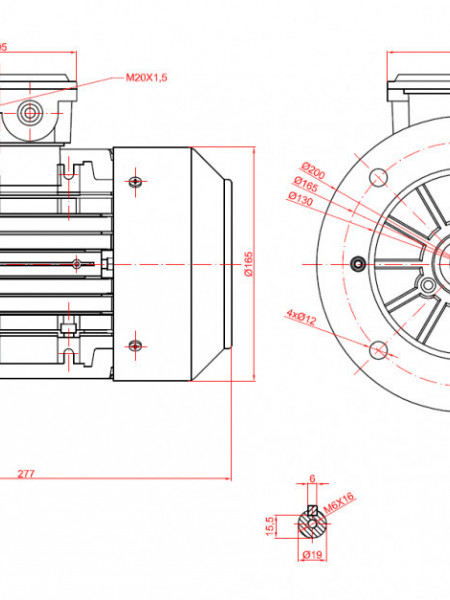 Motor electric monofazat 0,75kw 3000rpm 80 B5