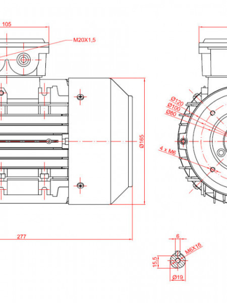 Motor electric monofazat 0,75kw 3000rpm 80 B14