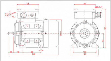 Motor electric trifazat cu doua viteze 0.22/0.15kw 3000/1400rpm 63 B3