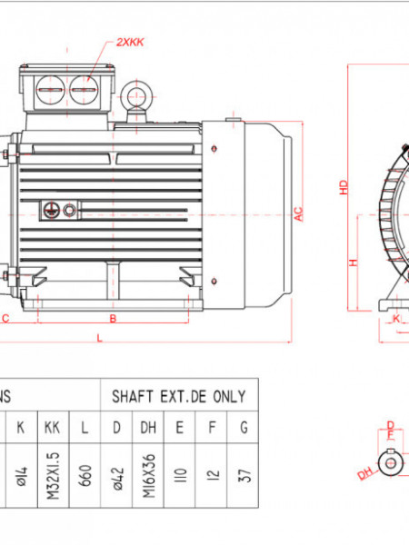 Motor electric trifazat cu doua viteze 6.3/4kw 1400/750rpm 160 B3
