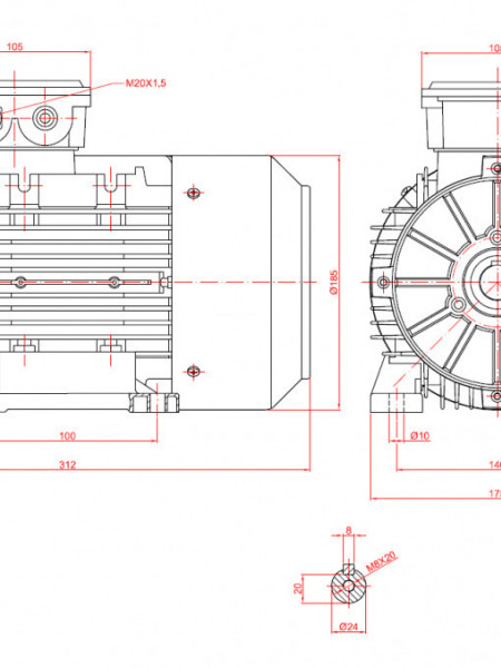Motor electric monofazat 0.75kw 1000rpm 90 B3