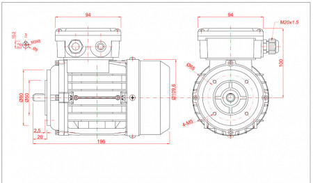 Motor electric trifazat 0.09kw 1400rpm 56 B14