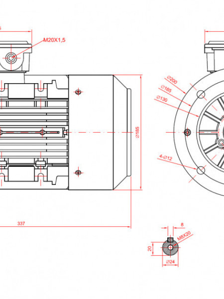 Motor electric trifazat cu doua viteze 0.75/0.55kw 1400/1000rpm 90 B5