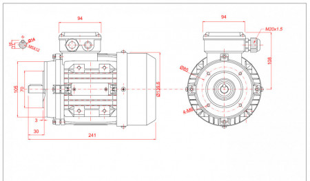 Motor electric trifazat cu doua viteze 0.3/0.15kw 1400/750rpm 71 B14