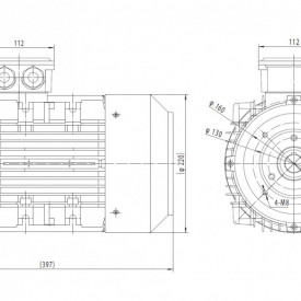 Motor electric trifazat cu doua viteze 7.2/5.1kw 3000/1400rpm 112 B14