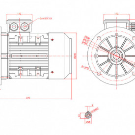 Motor electric trifazat cu doua viteze 2.4/1.8kw 3000/1400rpm 100 B5