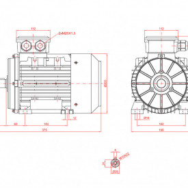 Motor electric trifazat cu doua viteze 2.5/1.8kw 1400/1000rpm 100 B3