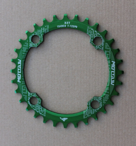 Foaie Motguv 32T - narrow wide 1x7-12vit. - 104mmBCD verde