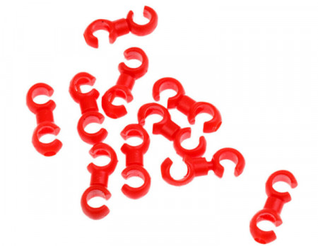 S-Clip clema dubla rotativa prins camasa cablu - 10 buc.Set Rosu