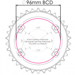Foaie Shimano 36T M - 96BCD A-simetric negru