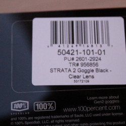 100% Strata 2 Stealth Black - Goggle Clear Lens + sticker