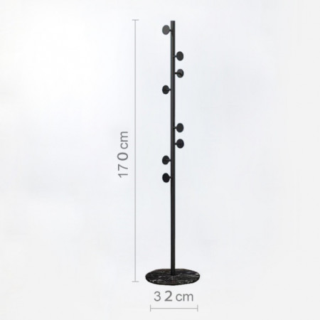 Čiviluk Practic - metalni sa mermernom bazom 170x32 - Crni
