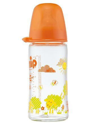 Nip staklena flašica sa širokom otvorom 0m+ 240ml narandzasta ( 0190135 )