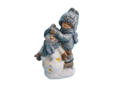 Willy, novogodišnja dekoracija, dečak i Sneško Belić, 16cm ( 770067 )
