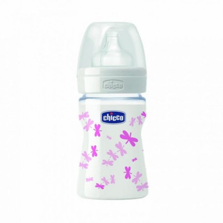 Chicco staklena flašica Giotto cucla od silikona za devojčice 150 ml ( 4201215 )