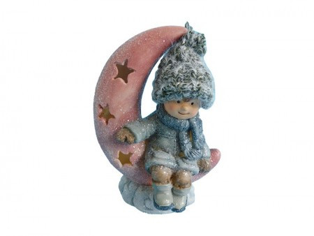 Willy, novogodišnja dekoracija, dečak i mesec, 18cm ( 770072 )