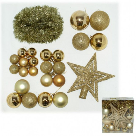 Ukrasni set - kuglica, girlanda,vrh, zlatni ( 51-962000 )