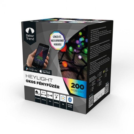 Smartpnone svetlosni niz 200 RGB LED, crni kabl, IP44, BT kontrola NOVO ( KBT 200 )