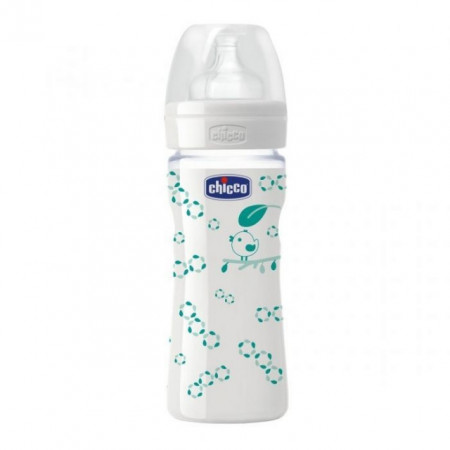 Chicco staklena flašica Giotto cucla od silikona unisex 240 ml ( 4201217 )