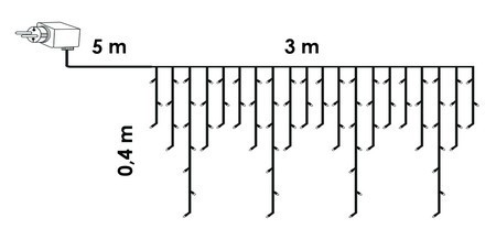 LED ledenica 3,0 x 0,4 m 101 kom toplo bela, crni kabal ( KDL 126 )