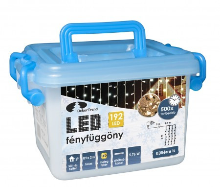 LED zavesa 0,9 x 2,0 m 192 kom toplo bela, providni kabal ( KDL 144 )