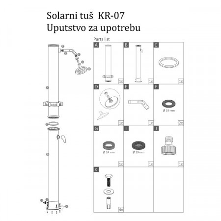Solarni tuš 20L sa slavinom ( KR-07 )