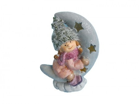 Willy, novogodišnja dekoracija, devojčica i mesec, 18cm ( 770071 )