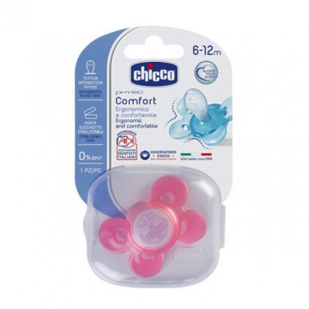 Chicco laža Giotto Comfort od silikona 6-12 ,1 kom.u kutiji,roze ( 4100045 )