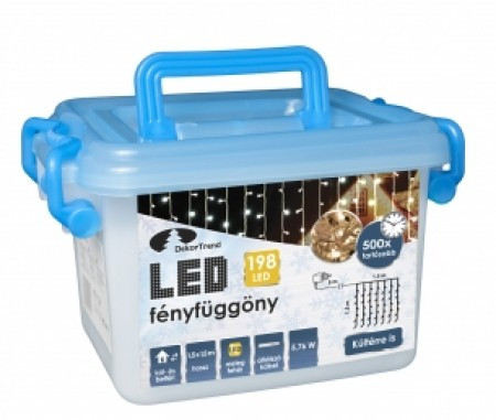 LED zavesa 1,5 x 1,5 m 198 kom hladno bela, providni kabal ( KDL 143 )