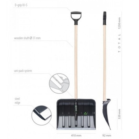 Prosperplast lopata za sneg 41 eco crna sa drvenom d drškom ( PR ILT41-S411 )