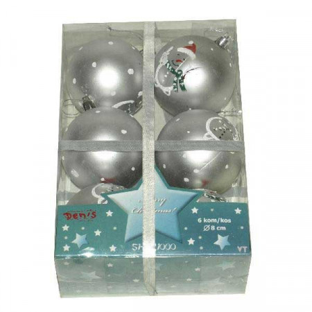 Ukrasne kuglice 8cm 6kom srebrene ( 51-421000 )