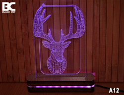 Black Cut 3D Lampa sa 9 različitih boja i daljinskim upravljačem - Jelen ( A12 )