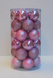 Novogodišnji set od 30kom ukrasnih kuglica 6cm - Pink ( 19014 )
