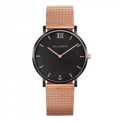 Paul Hewitt Sailor Line Black Sunray Crni Ručni Sat Sa Roze Zlatnim Pancir Kaišem