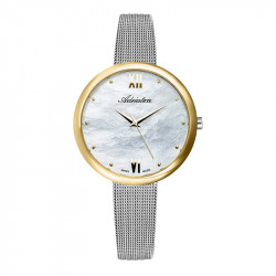 Ženski adriatica milano beli srebrni zlatni modni ručni sat sa srebrnim pancir kaišem ( a3632.218fq )