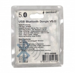 Gembird BTD-MINI8 USB2.0/3.0 Bluetooth dongle v5.0, 2.4Ghz 3MB/s(24Mbps) 8dBm 20m BR8651(439)