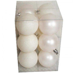 Ukrasne kuglice 8cm 12kom bela ( 51-409000 )