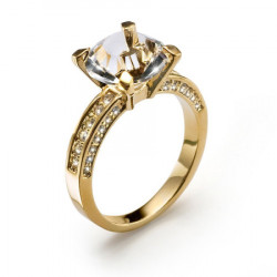 Ženski oliver weber princess gold crystal prsten sa swarovski belim kristalom s ( 41065gs )