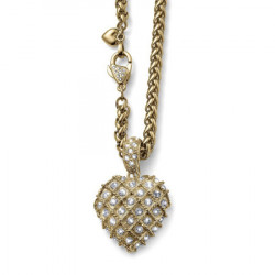 Ženski oliver weber titanic gold crystal lančić sa swarovski srce belim kristalnim priveskom ( 12134g )