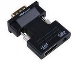 Fast Asia Adapter - konvertor HDMI (F) - VGA (M) plug in crni