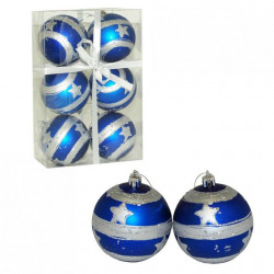 Kuglice 8cm 6kom dekor-plave ( 51-938000 )