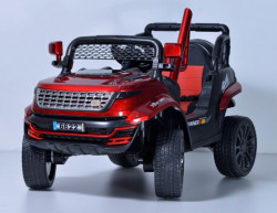 Land Rover 4x4 - Bagi na akumulator sa kožnim sedištem i mekim gumama - Crveni