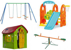 Dečiji komplet za dvorište ( Veliki SET 1C ) Ljuljaška + Kućica + set 4u1+ Klackalica