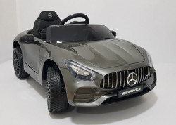 Mercedes GT AMG Licencirani auto na akumulator sa kožnim sedištem i mekim gumama - Sivi