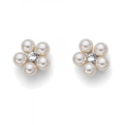 Ženske oliver weber flower pearl crystal mindjuše sa swarovski belim kristalom ( 22774 )